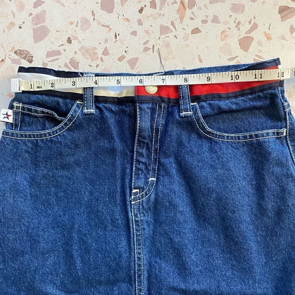 Tommy Hilfiger color block waist band denim skirt Y2K vintage